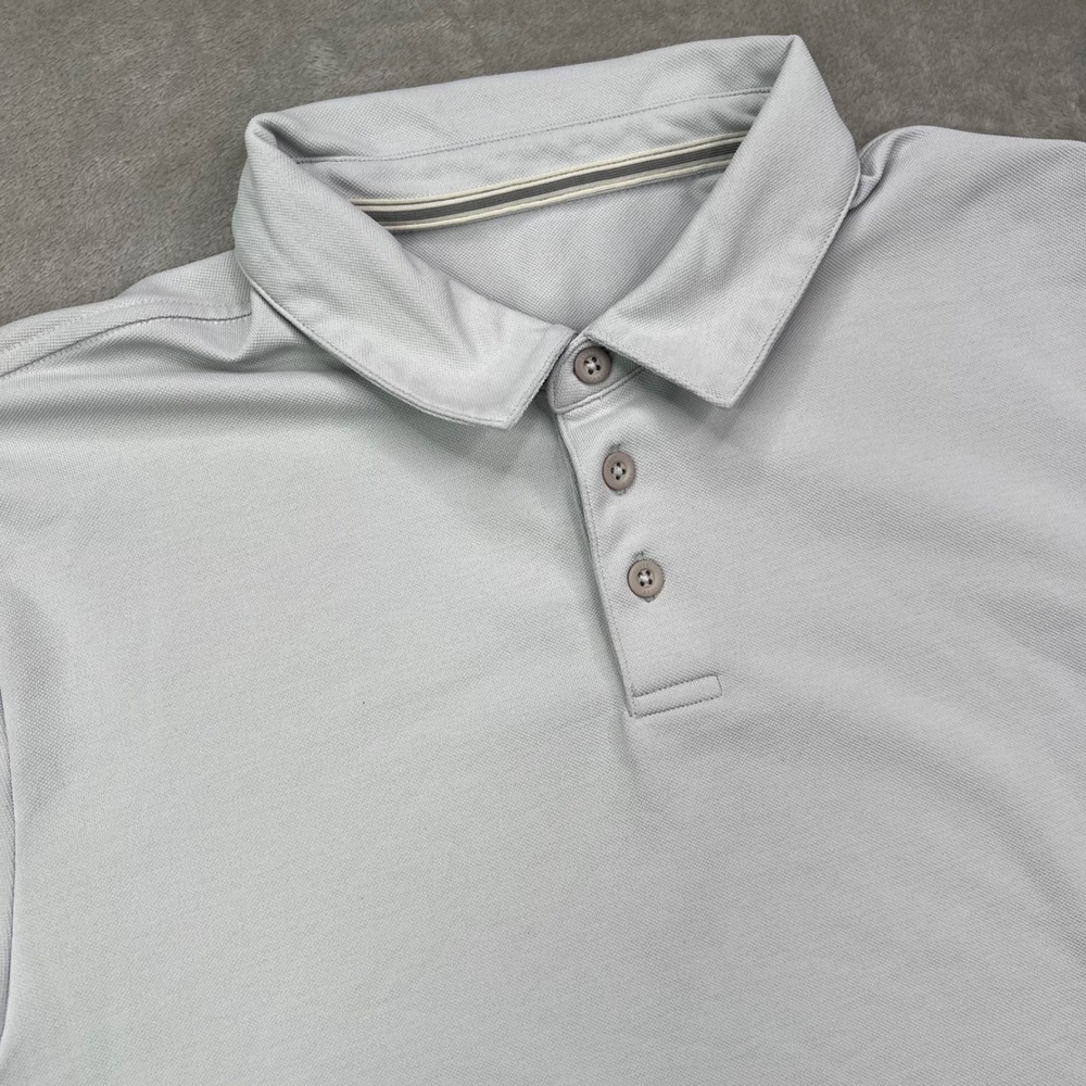 Vuori Gamepoint Polo Shirt Men Large Gray Performance Recycled Polyester Stretch